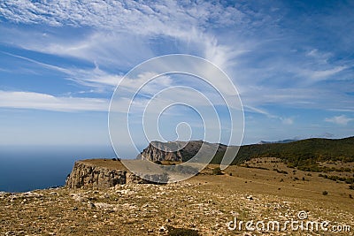 Mountain landscape high above the sea Stock Photo