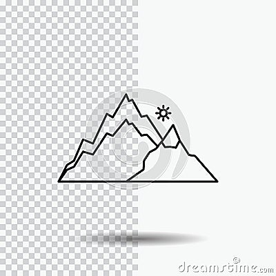 mountain, landscape, hill, nature, tree Line Icon on Transparent Background. Black Icon Vector Illustration Vector Illustration