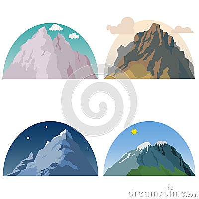 Mountain landscape hill peak. Cartoon mountain side vector landscapes. Vector Illustration