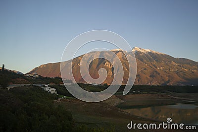 Mountain Landscape and Houses near Prizren, Kosovo Stock Photo