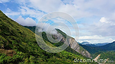 Mountain landscape on the island of Luzon. Mountains covered by rainforest, aerial view. Stock Photo