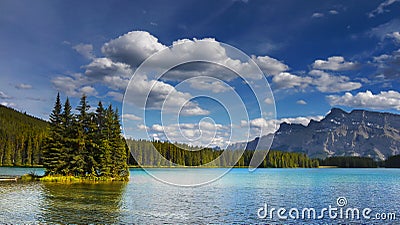 Mountain Lake Landscape, National Parks Canada Stock Photo