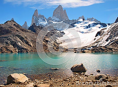 Mountain landscape with Mt. Fitz Roy in Patagonia Stock Photo