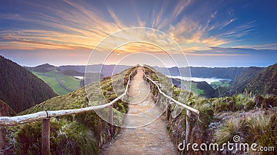 Mountain landscape Ponta Delgada island, Azores Stock Photo