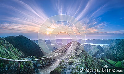 Mountain landscape Ponta Delgada island, Azores Stock Photo