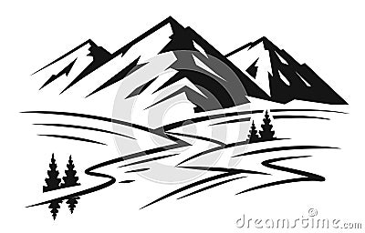 Mountain and landscape vector Vector Illustration