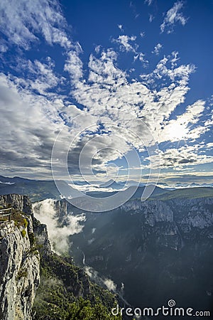 Mountain landscape width Canyon of Verdon River (Verdon Gorge) in Provence, France Stock Photo