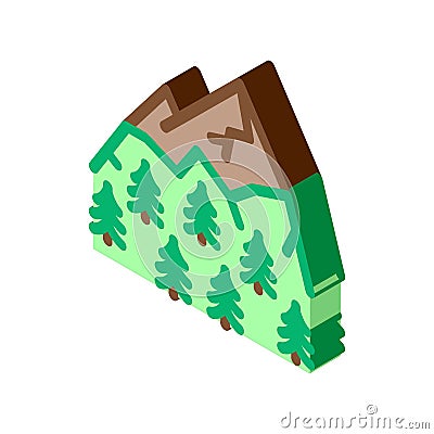 Mountain landskape with vegetation isometric icon vector illustration Vector Illustration