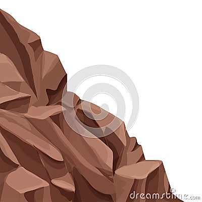 Mountain landslide with falling rocks, stones in cartoon flat style isolated on white background. Natural disaster Vector Illustration