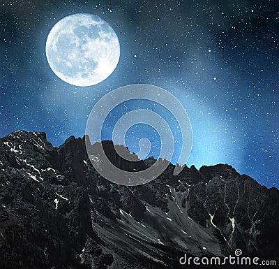 Mountain Latemar in night Stock Photo