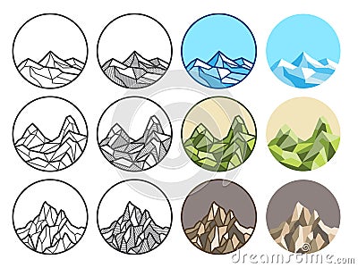 Mountain line art polygon vector illustration Vector Illustration