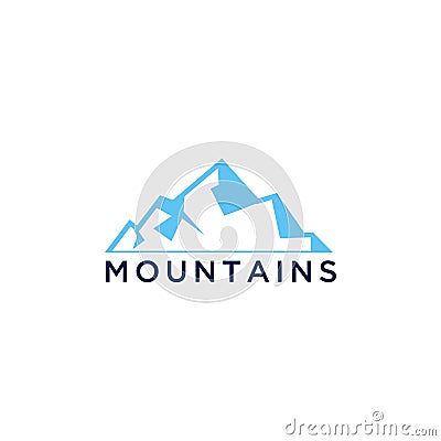 Mountain logo template, ice peak mount stone mountain adventure icepeak geometric logo line art outline illustration Stock Photo