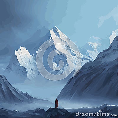 Mountain mature silhouette element outdoor icon snowy ice peaks and decorative, Realistic illustration of mountain Vector Illustration