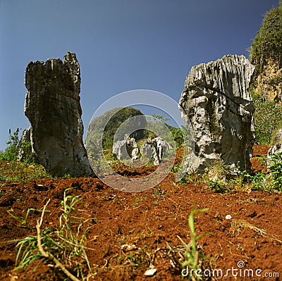 Mountain Mogote in Pinar del Rio, Vale de Vinales Stock Photo