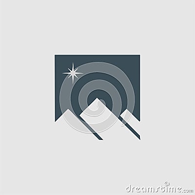 Mountain monogram logo Stock Photo