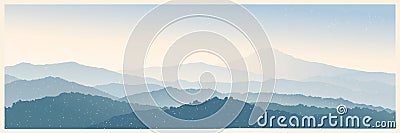 Mountain morning landscape with silhouettes mountains Vector Illustration
