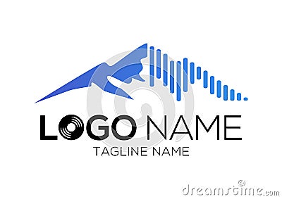 Mountain Music Logo Icon Design Vector Illustration