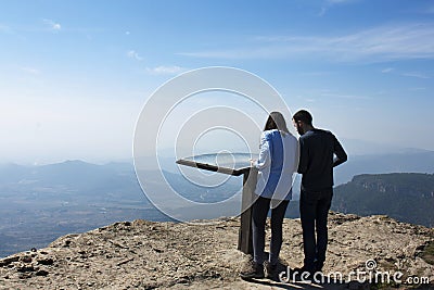 Mountain Mussara. Catalonia. Spain. 11/03/2017 Tourists enjoy a Editorial Stock Photo