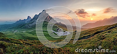 Mountain nature panorama in Dolomites Alps, Italy Stock Photo