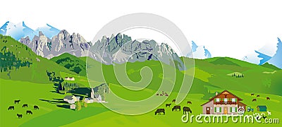 Mountain Panorama Vector Illustration