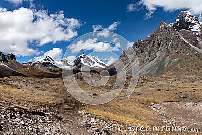 Mountain Panorama as seen from the Ausangate Trek, Andes Mountains, Peru Stock Photo