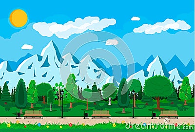 Mountain park concept Vector Illustration