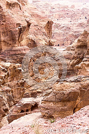 Mountain path to the Monastery, ancient city of Petra, Jordan Stock Photo