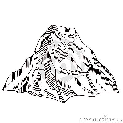 Mountain peak engraving isolated. Vintage sketch rock landscape Vector Illustration