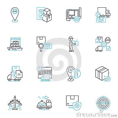 Mountain peak linear icons set. Summit, Peak, Altitude, Elevation, Cliff, Crag, Range line vector and concept signs Vector Illustration