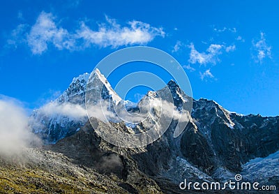 Mountain peaks of Andes at Punta Union Pass Stock Photo