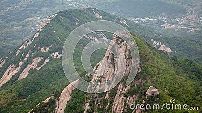 Mountain Peaks at Bukhansan National Park in Seoul Stock Photo