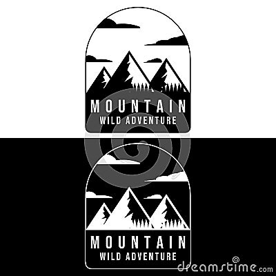 Mountain pine tree logo vector illustration design, option logo vintage Vector Illustration