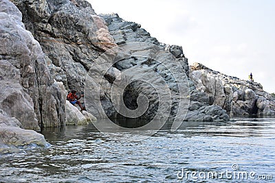 Mountain portion in Hogenakkal Editorial Stock Photo