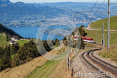 Mountain railway on Mt. Rigi Stock Photo