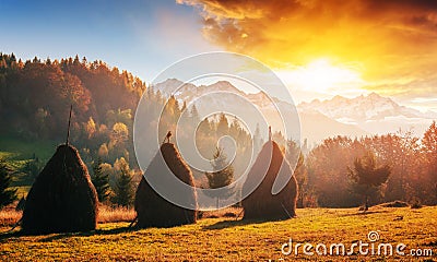 Mountain range in the Carpathian Mountains in the autumn season. Stock Photo