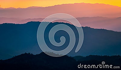 Mountain range in colorful at sunset Stock Photo