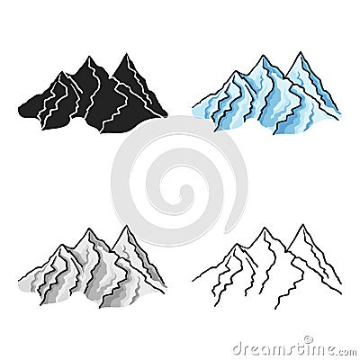 Mountain range icon in cartoon style isolated on white background. Ski resort symbol stock vector illustration. Vector Illustration