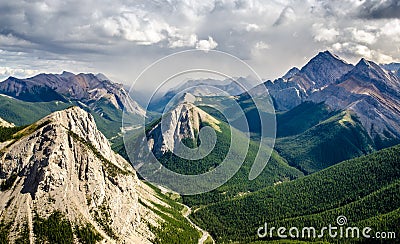 Mountain range landscape view in Jasper NP, Canada Stock Photo