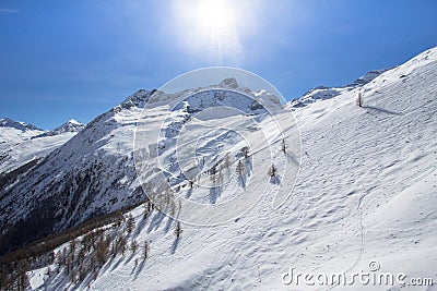 The mountain range in Saas Fee, Switzerland Stock Photo