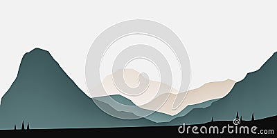 Mountain range silhouettes background. Landscape minimalistic natural wallpapers in a flat style. Vectot illustration Vector Illustration