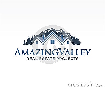 Mountain Real estate home logo vector Vector Illustration