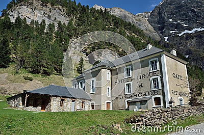 Mountain refuge near the cirque de Gavarnie Editorial Stock Photo