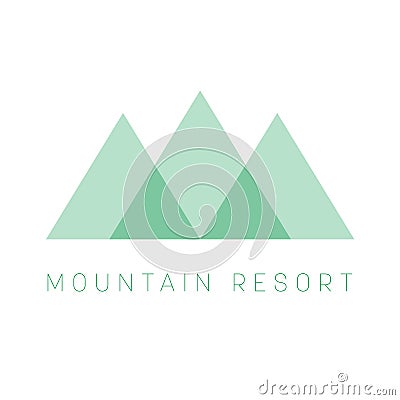 Mountain Resort logo template. Green triangle shape logotype for business or travel company. Vector illustration Vector Illustration