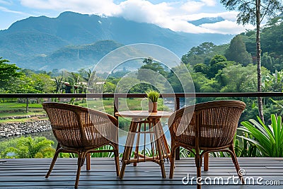 Mountain Retreat Accommodation, Serene Lodging Amidst Nature's Splendor Stock Photo