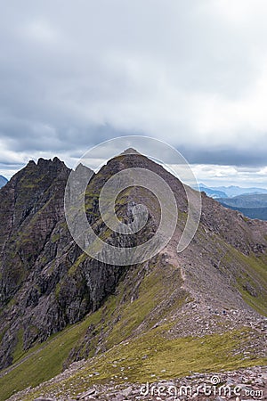 Mountain ridge leading to An Teallach Munros in Scottish Highlands Stock Photo