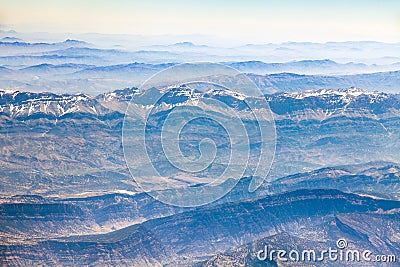 Mountain ridges, aerial view, Iranian mountains Stock Photo