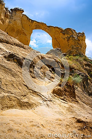 Mountain Ring in Kislovodsk, Stavropol Krai, Russia. Vertical scenic view of rock and sky Stock Photo