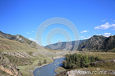 Mountain river Chuya in Russian Altai Stock Photo