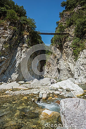 Mountain river gorge near Panta Vrexei in Evritania, Greece Stock Photo