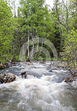 Mountain river nature reserve Zyuratkul South Ural Stock Photo